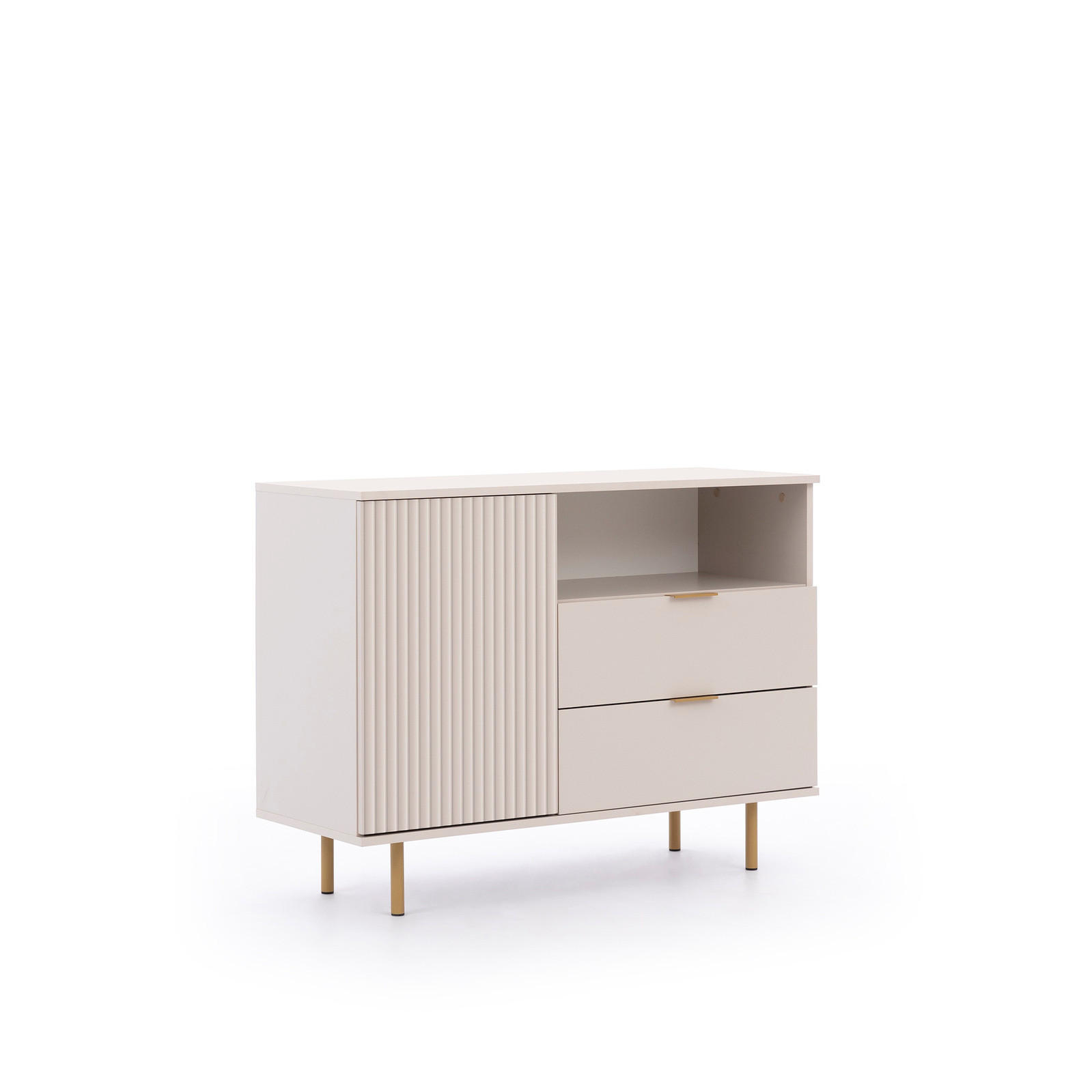KOMMODE Nubia K1D2S Kaschmir - Kaschmir/Goldfarben, Holzwerkstoff/Metall (107/80/41cm) - Ravio