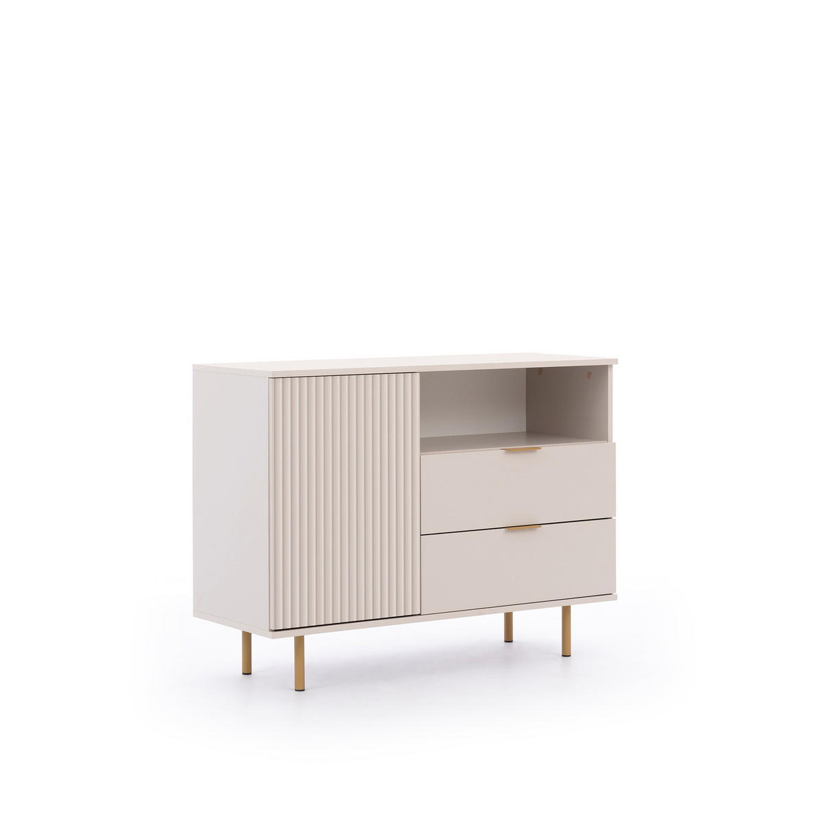 KOMMODE Nubia K1D2S Kaschmir - Kaschmir/Goldfarben, Holzwerkstoff/Metall (107/80/41cm) - Ravio