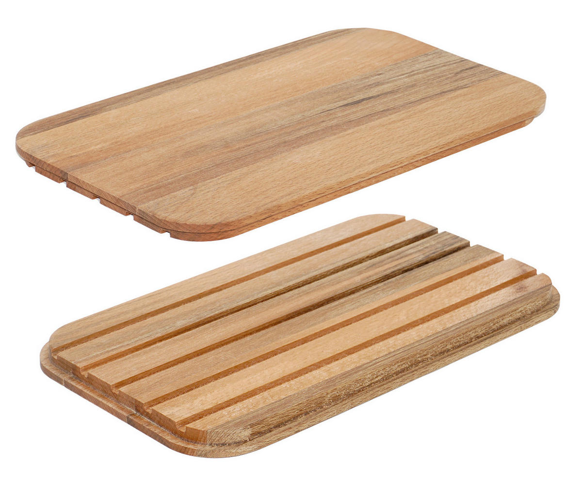 BROTKASTEN mit Bambus Schneidebrett grau - Grau, Kunststoff (15/22/36cm) - Lashuma