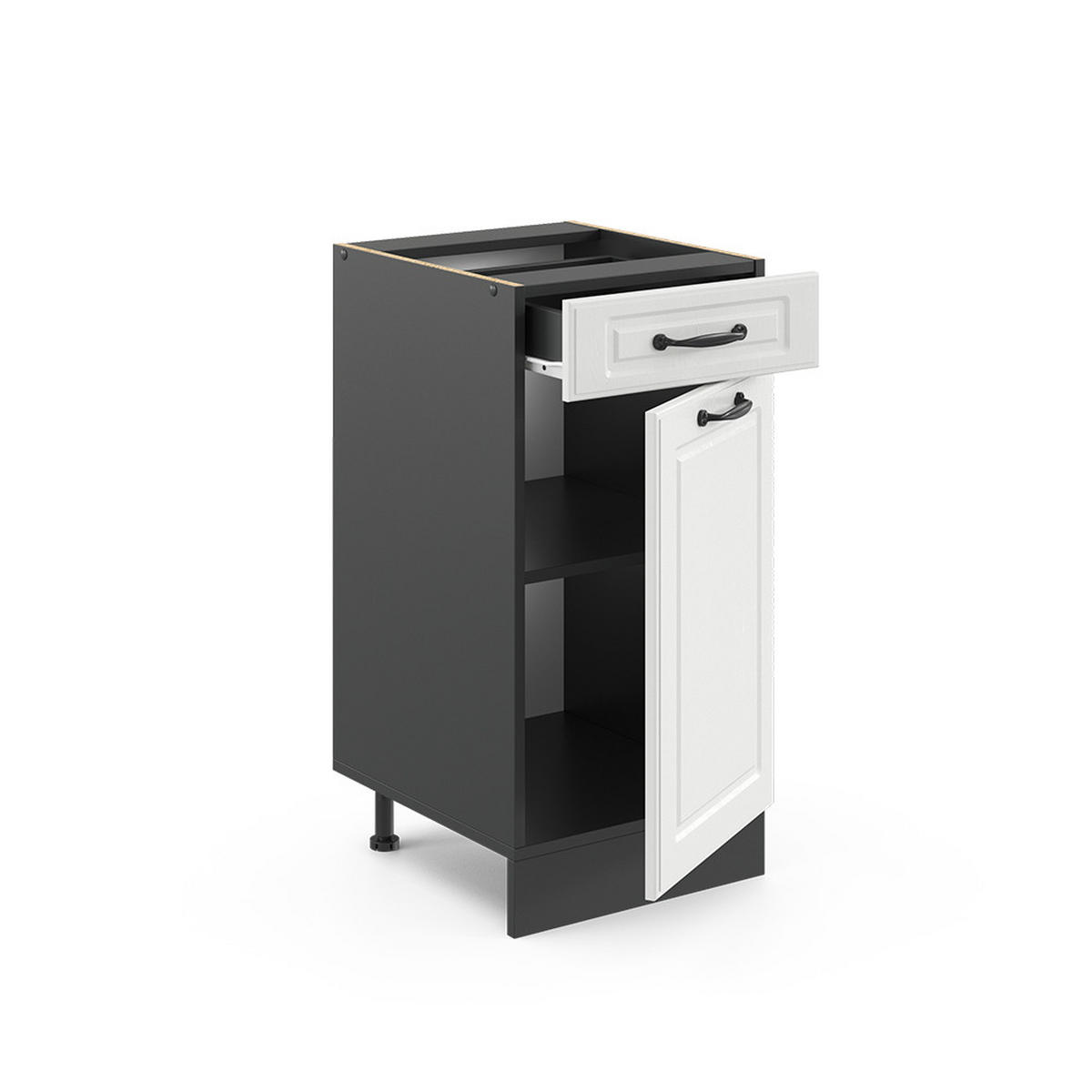 KÜCHENUNTERSCHRANK R-Line Weiß Landhaus 40 cm ohne AP - Anthrazit/Weiß, Holzwerkstoff (40/81.6/46cm) - Vicco