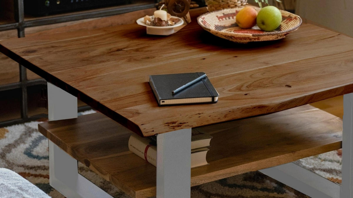 COUCHTISCH PATRICK - Silberfarben/Braun, Holz/Metall (90/90/46cm) - SAM