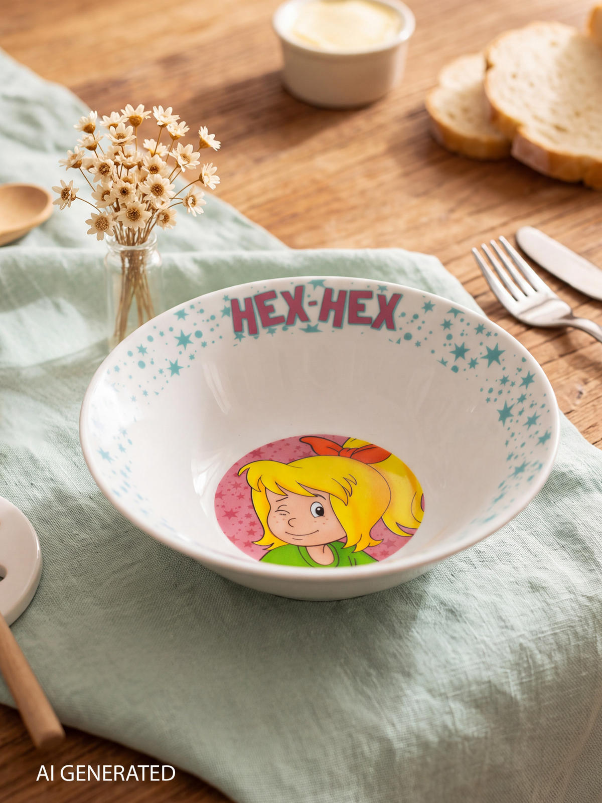FRÜHSTÜCKSSET Bibi Blocksberg Hex Hex Rosa 3-teilig - Rosa, Keramik (23.8/11.2/23.3cm) - United Labels