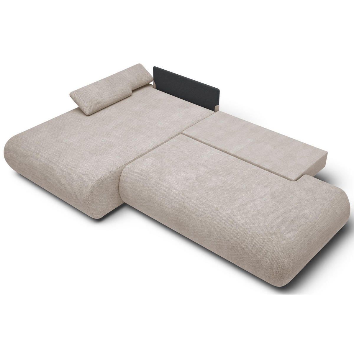 ECKSOFA Armone Hellbeige Chenille - Ecru/Schwarz, Kunststoff/Textil (286/173.5cm) - Selsey