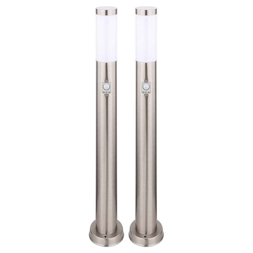 WEGELEUCHTE Anthrazit Edelstahl Bewegungsmelder 2er Set - Anthrazit, Metall (7.6/11/80cm) - Globo Lighting