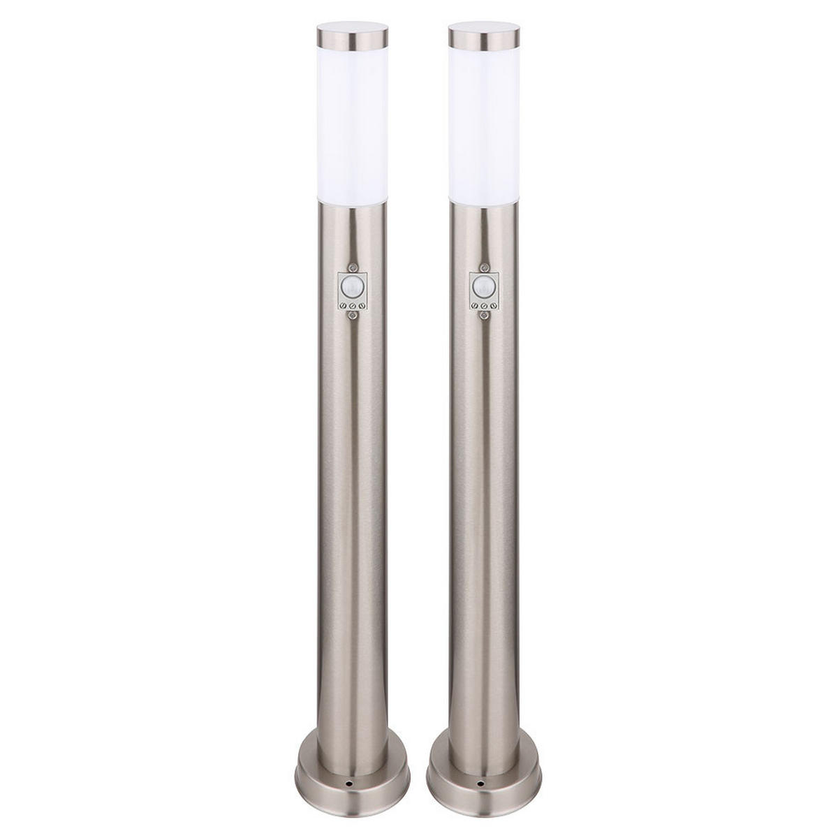 WEGELEUCHTE Anthrazit Edelstahl Bewegungsmelder 2er Set - Anthrazit, Metall (7.6/11/80cm) - Globo Lighting