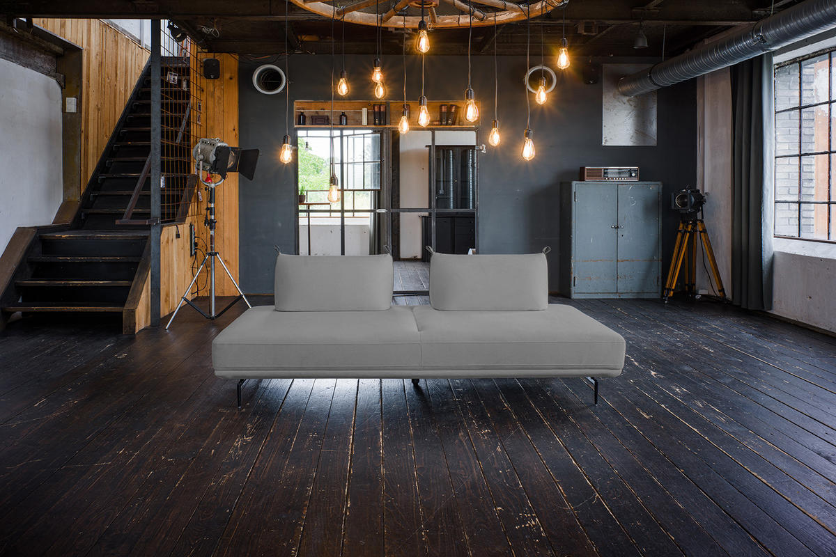 SCHLAFSOFA CANE Grau Webstoff - Schwarz/Grau, Textil/Metall (210/80/100cm) - KAWOLA