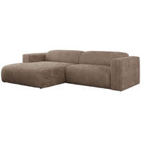 ECKSOFA PASADENA Braun Cord - Links Seite - Schwarz/Braun, Kunststoff/Textil (288/180cm) - MKS