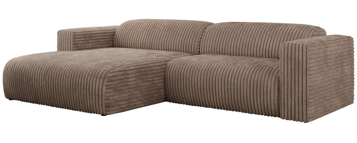 ECKSOFA PASADENA Braun Cord - Links Seite - Schwarz/Braun, Kunststoff/Textil (288/180cm) - MKS
