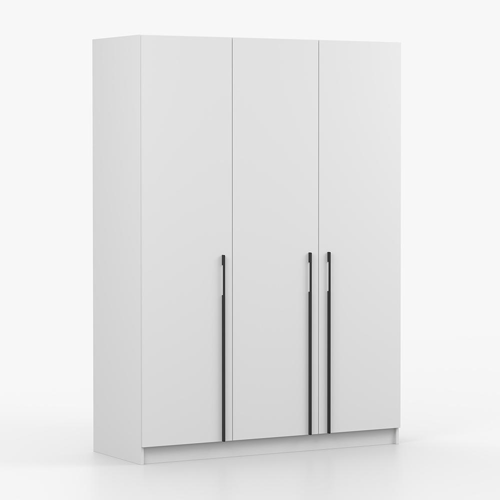 SCHRANK mit Schwenktüren ROSA 3D 150/210/55, 3-türig, weiß - Schwarz/Weiß, Holzwerkstoff (150/210/55cm) - imoebel24
