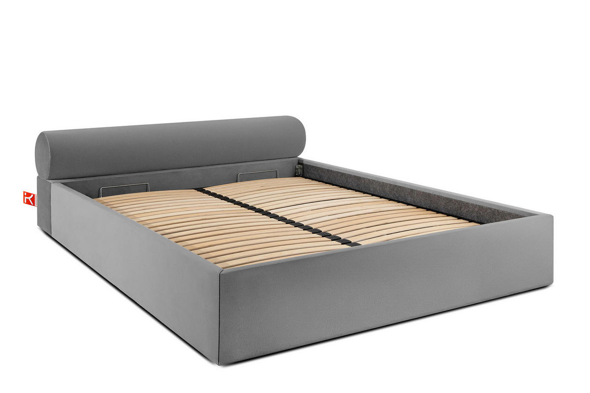 POLSTERBETT LUNEO - Hellgrau/Schwarz, Holz/Holzwerkstoff (202/204cm) - KONSIMO®
