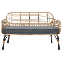 GARTENSOFA 2-Sitzer Rattan natürlich 122 cm Auflage graphitgrau Pratello - Beige/Schwarz, Kunststoff (122/79/59cm) - Beliani
