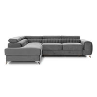 ECKSOFA Laurence mit Schlaffunktion & Bettkasten – 278 x 205 cm, verstellbare Kopfstützen - Grau, Kunststoff (278/205cm) - Wohnideebilder