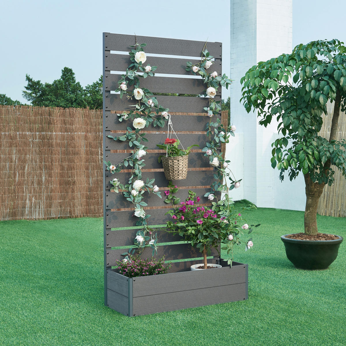 BLUMENKASTEN Heerde - Grau, Kunststoff (90/180/38cm) - [en.casa]