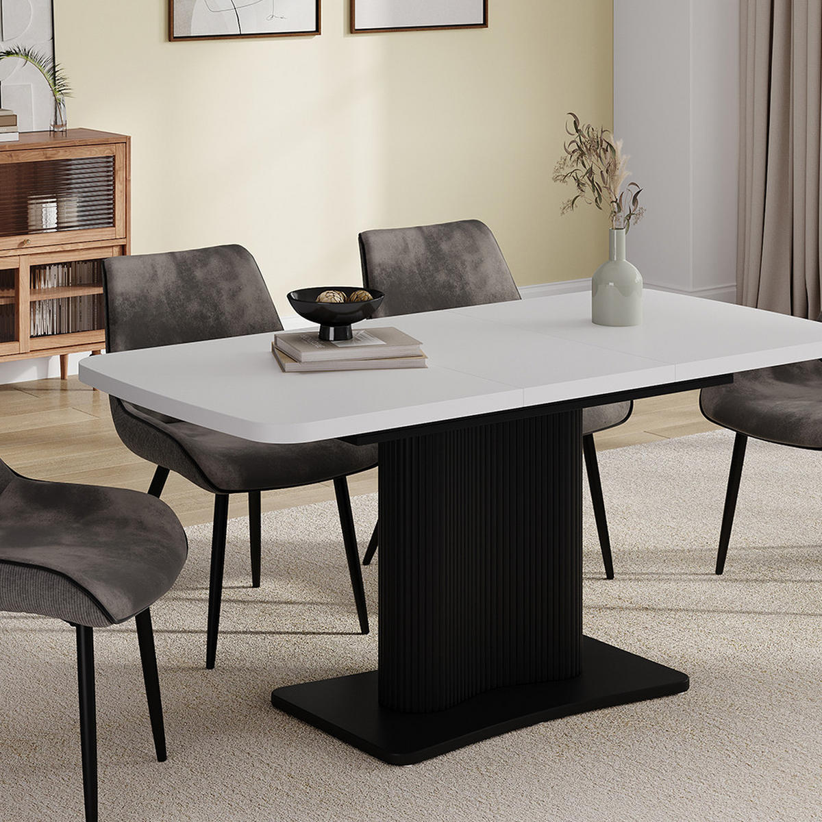 JÍDELNÍ STŮL Fenaro Bílá/černá - bílá/černá, kompozitní dřevo (80/120/77.4cm) - Vicco