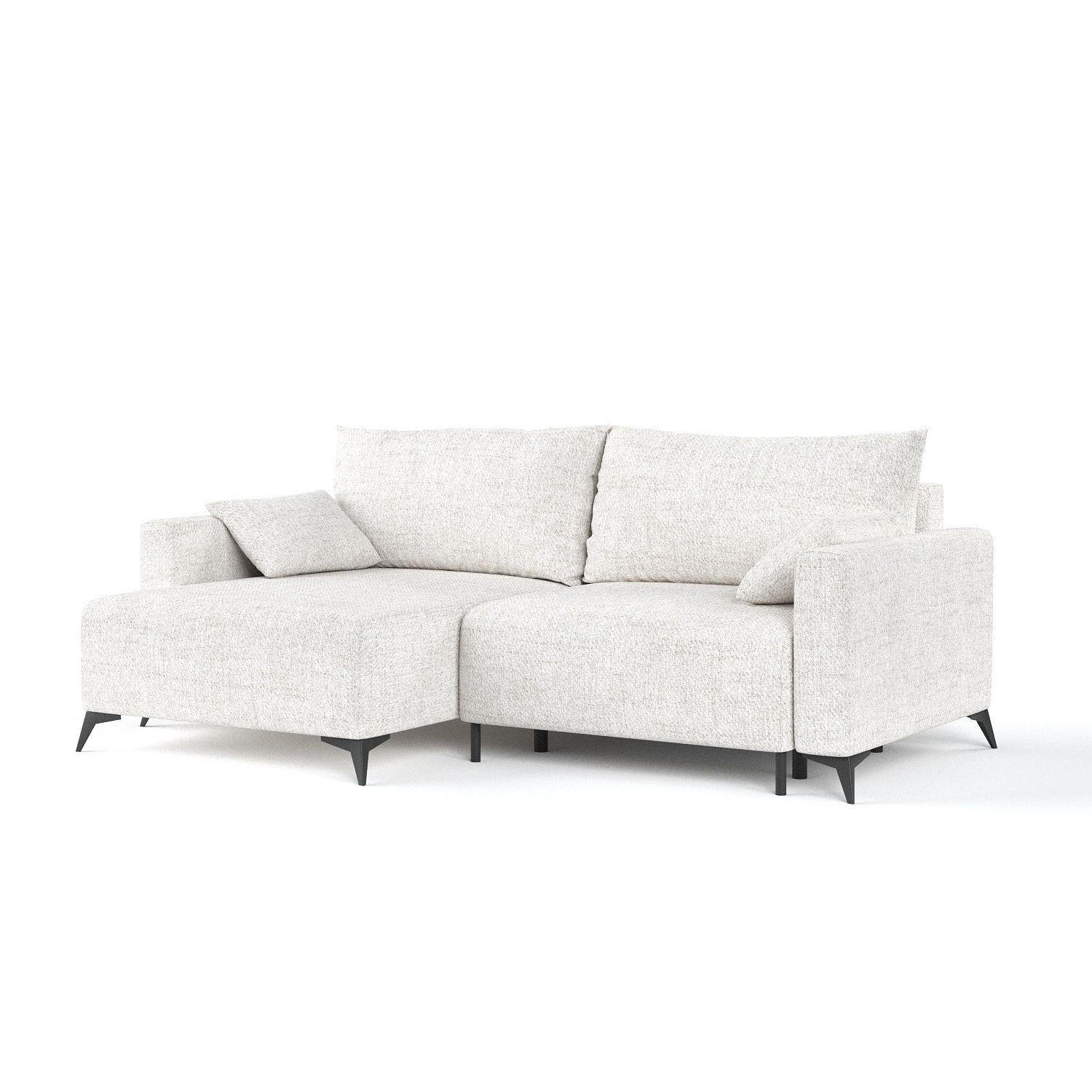 ROHOVÁ SEDAČKA NUVIO, textil, Krémová - černá/krémová, kov/dřevo (239/148cm) - AltaBeds