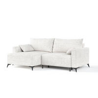 ROHOVÁ SEDAČKA NUVIO, textil, Krémová - černá/krémová, kov/dřevo (239/148cm) - AltaBeds