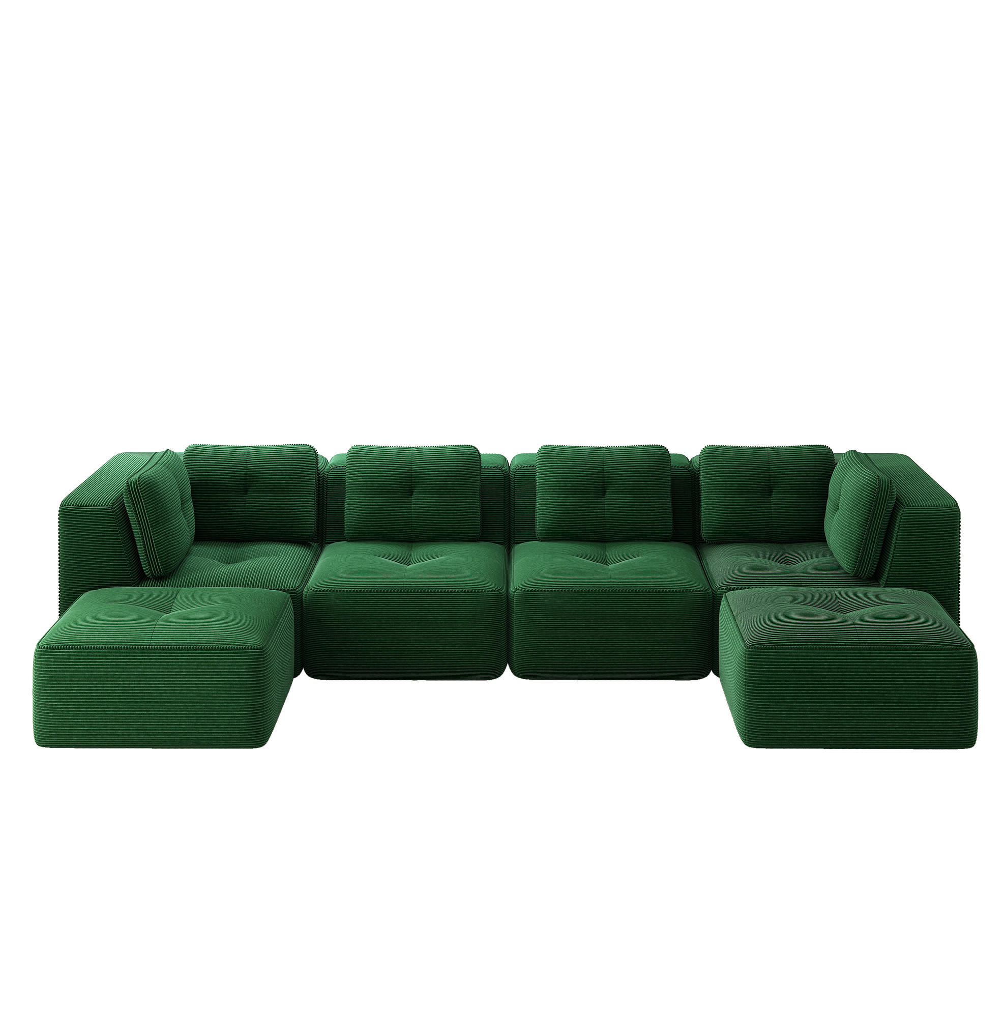 ECKSOFA 386/177/69 cm modular grün aus Cord ohne Aufbau und rutschfest - Grün, Textil (177/386cm) - OKWISH