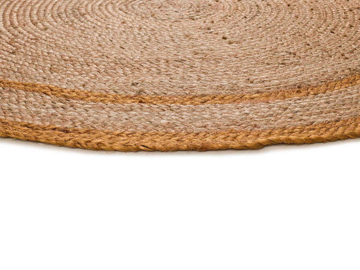 HANDWEBTEPPICH Senf Mahon 120/120 cm - Dunkelgelb/Naturfarben, Naturmaterialien (120/120cm) - Atticgo