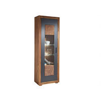 VITRINE Sheesham 66x40x201 gebeizt TURIN #01 - Braun, Holz (66/201/40cm) - Massivmoebel24