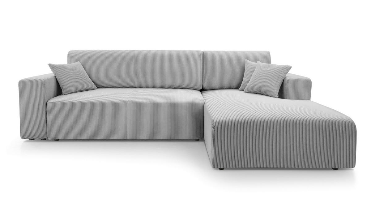 ECKSOFA L Form Catea Hellgrau 279/145/84 cm Rechts mit Schlaffunktion - Hellgrau/Schwarz, Kunststoff/Textil (279/145cm) - AX Living