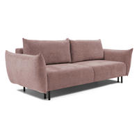 SOFA ADEL - Schlaffunktion Und Bettkasten, Wellenfederung, PUR-Schaum, Schwarze Metallfüße lose Rückenkissen, freistehend, 240x108x75 cm Pink - Pink, Holz/Textil (240/75/108cm) - DomoHome
