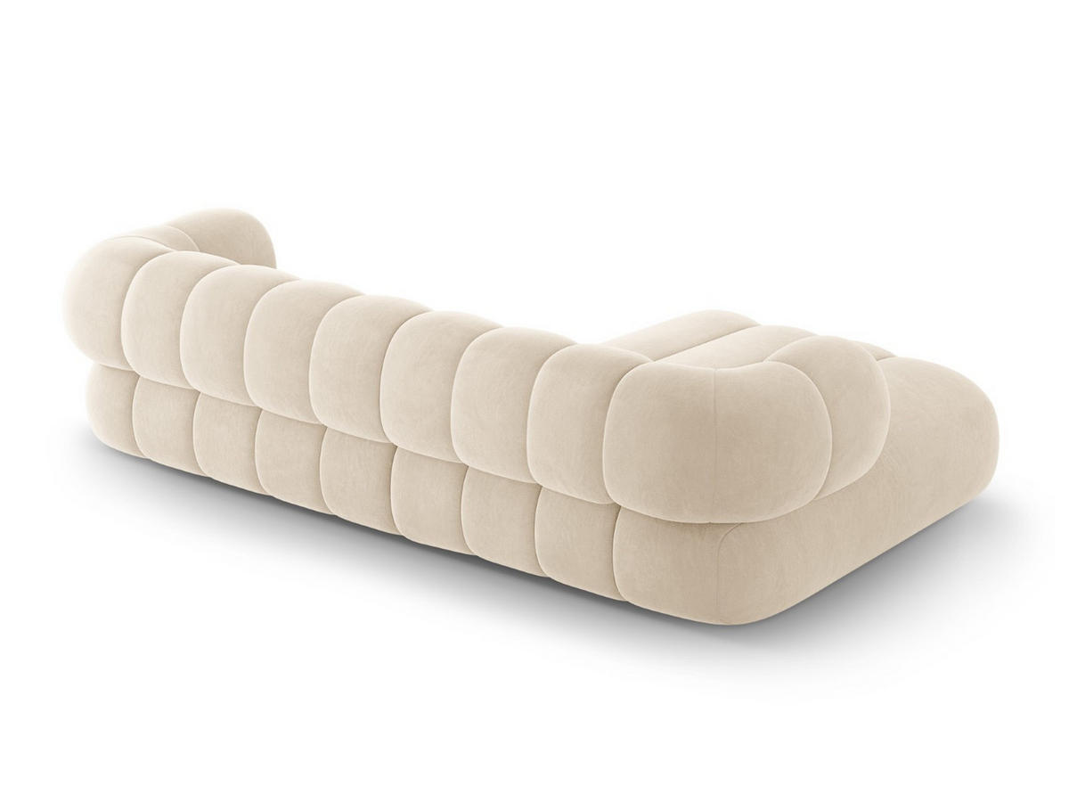 ECKSOFA links Koge aus Samt leichtes beige 5 Sitzplätze - Creme, Textil (165/270cm) - Cosmopolitan Design