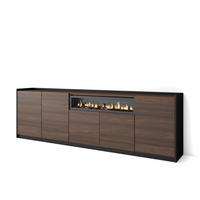 SIDEBOARD, Dunkler Eiche und Schwarz, Elektrokamin, 260/37/80cm - Dunkelbraun, Holzwerkstoff (260/80/37cm) - Skraut Home