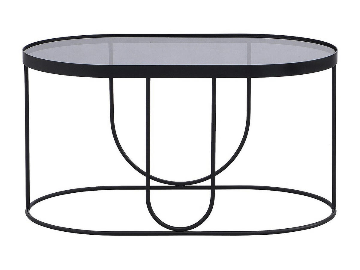 COUCHTISCH aus Metall & Rauchglas - Schwarz & Transparent - PRETORIA - Transparent, Glas (75/45/40cm) - Vente-Unique