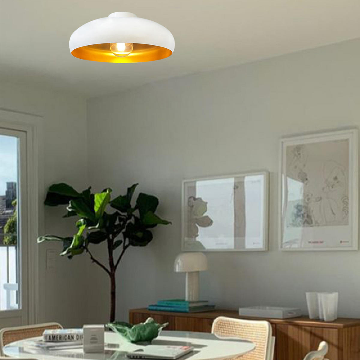 DECKENLEUCHTE Androa Lampe - Goldfarben/Weiß, Metall (40/40/20cm) - Bamyum