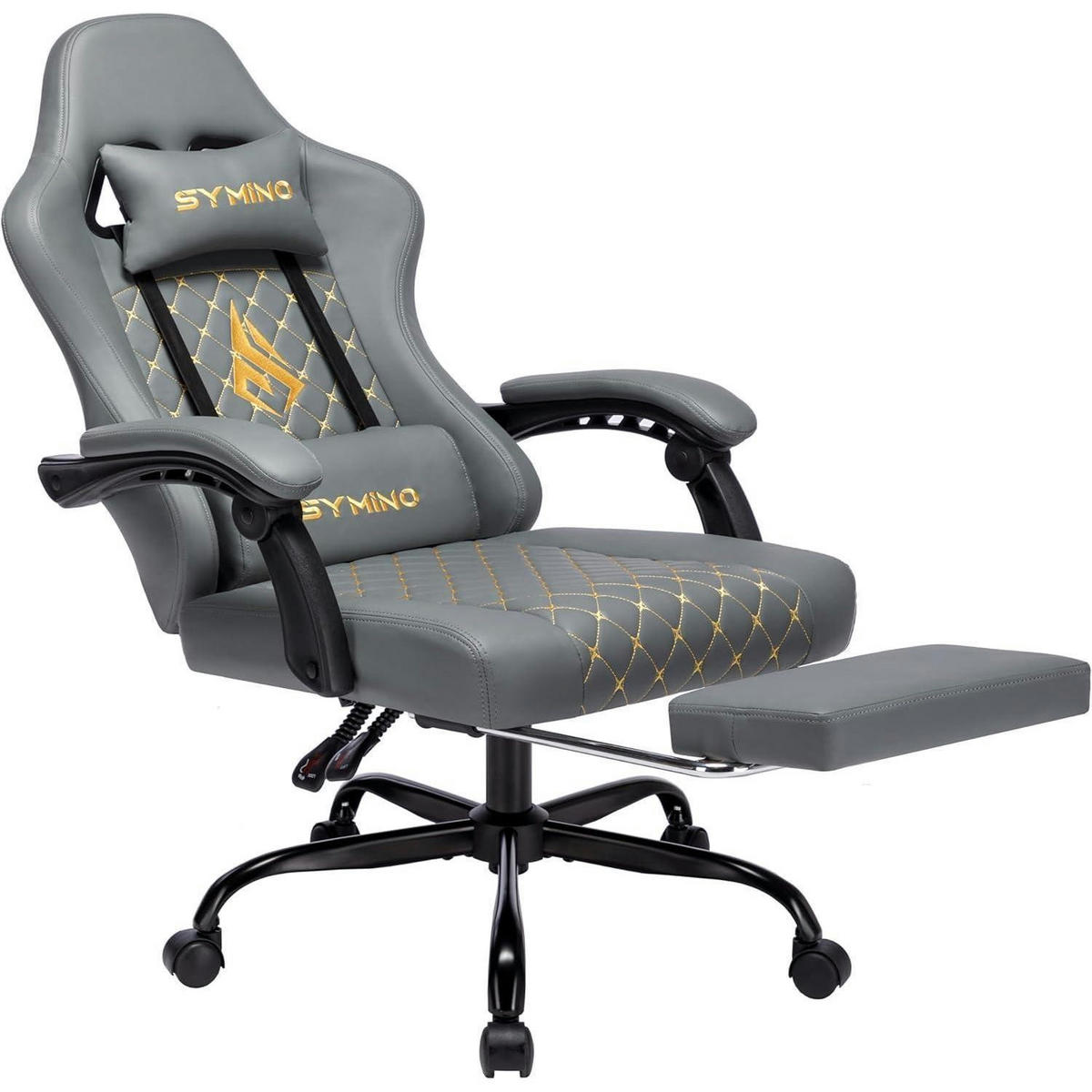 GAMING Stuhl im Racing Style mit Fußstütze, grau - Grau, Kunststoff (57/25/85cm)