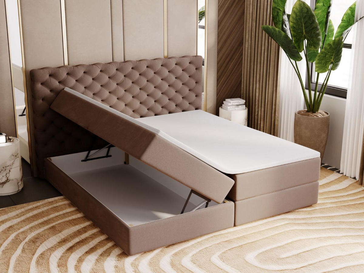 BOXBETT Bergamo 160x200 Braun - Schwarz/Braun, Holz/Textil (160/200cm) - Graingold