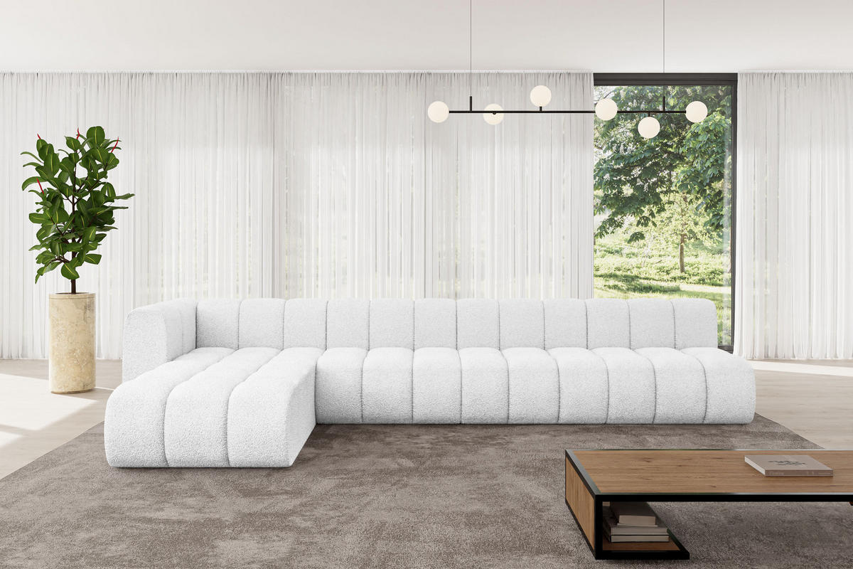 ECKSOFA modulares Sofa Darnel-L3 - 387x177x70 cm Weiß - Weiß, Holzwerkstoff/Textil (387/177cm) - ALTDECOR