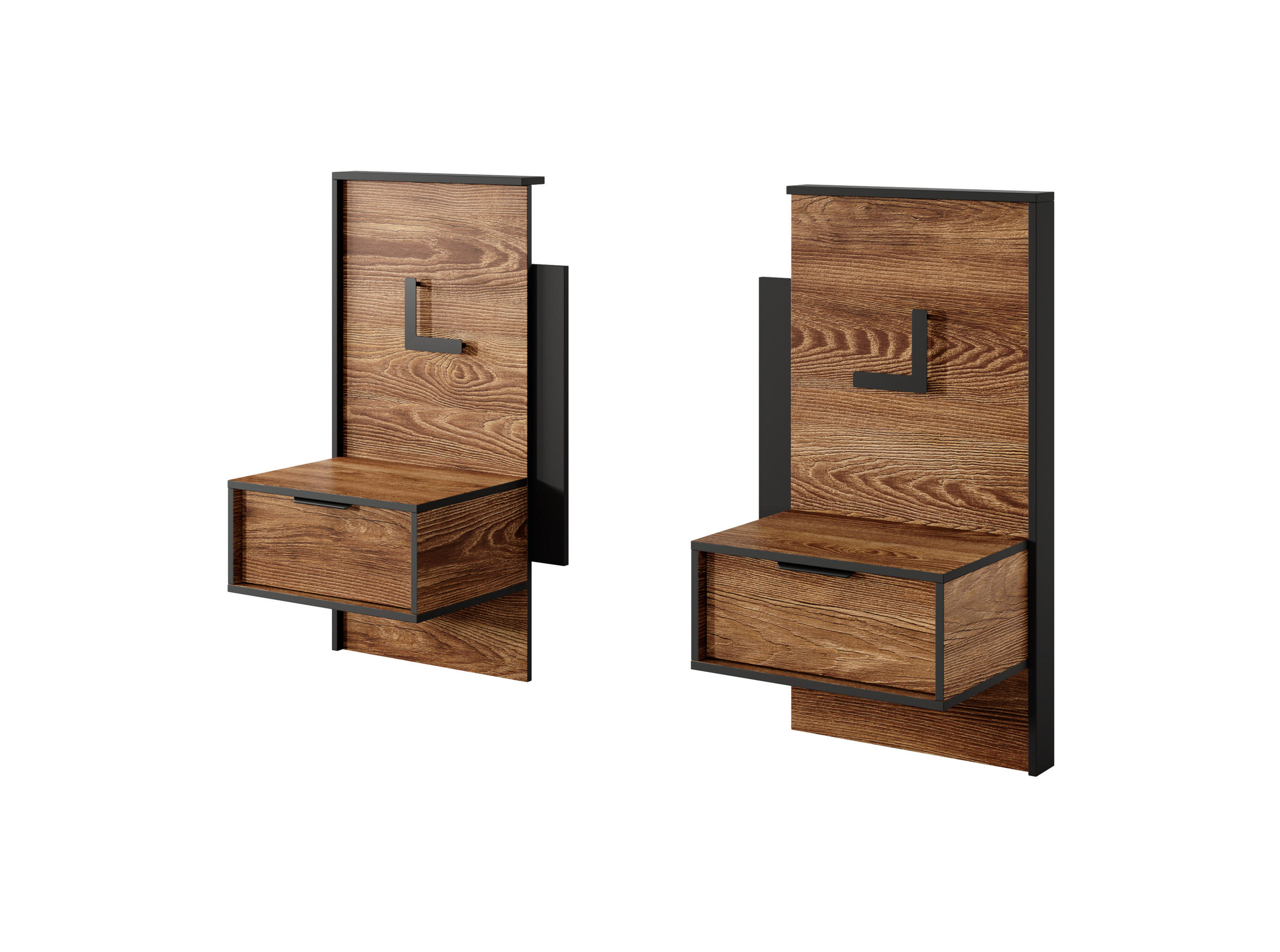 NACHTTISCH MILANO 48,8/102/39,6 cm Anthrazit - Braun, Holzwerkstoff (48.8/102/39.6cm) - MASSENO