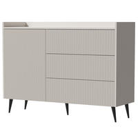 KOMODA Amfali s 1 dveřmi a 3 zásuvkami, systém Push-to-open, kovové nohy, 126 cm, kašmír - černá/kašmírová, kov/kompozitní dřevo (126/92/41cm) - Beautysofa
