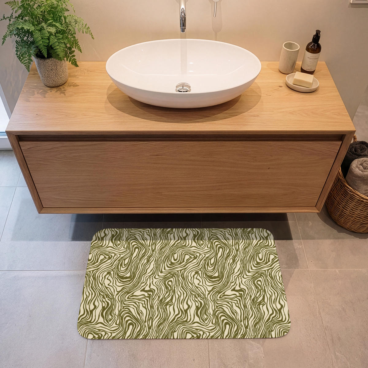 KOUPELNOVÁ PŘEDLOŽKA Abstraktní - Mramor - Zelený 80x50 cm - tmavě zelená, textil/plast (80/50cm)