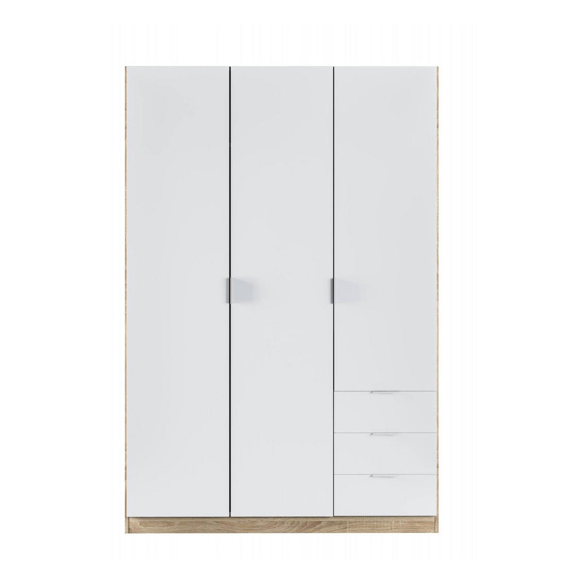 KLEIDERSCHRANK 3 TÜREN Weiß, Eiche 52/121/180 cm - Weiß, Holzwerkstoff (121/180/52cm) - DMORA