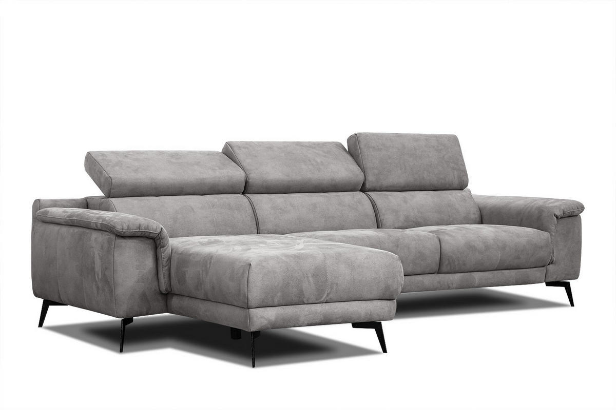 ECKSOFA FIERO 4-Sitzer, hellgrau - Hellgrau/Schwarz, Holzwerkstoff/Textil (158/269cm) - Courtois Laville