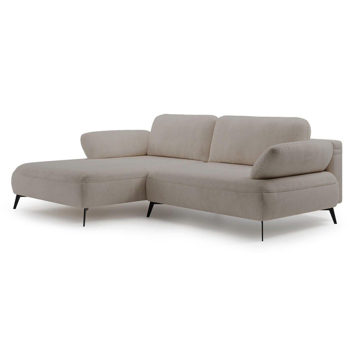 ECKSOFA Avolla Beige links - Beige/Schwarz, Textil/Metall (284/186cm) - Selsey