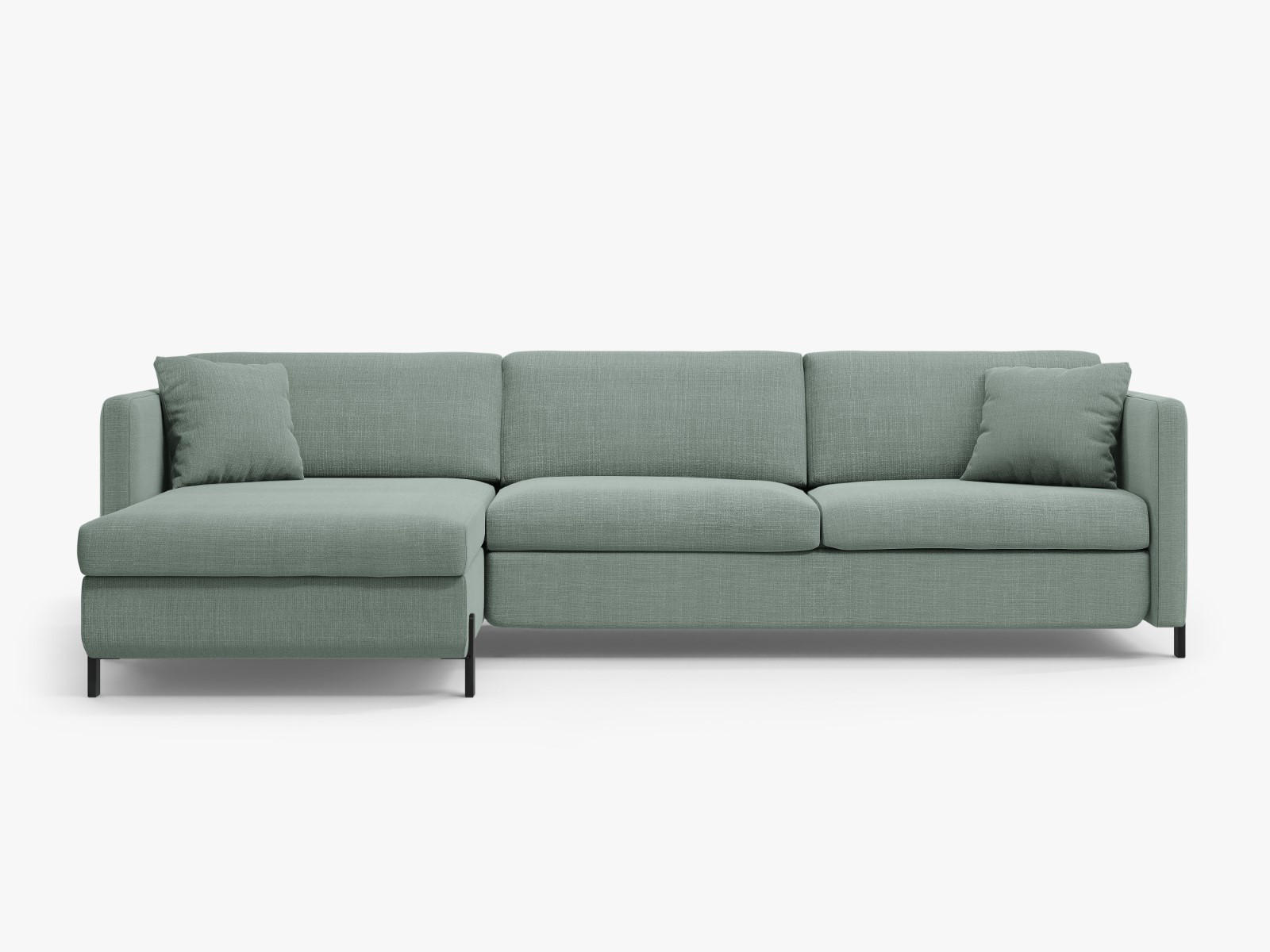 ECKSOFA ausklappbar links mit Container Gloria aus strukturiertem Stoff minze 5 Sitzplätze - Mintgrün, Textil (170/280cm) - Micadoni