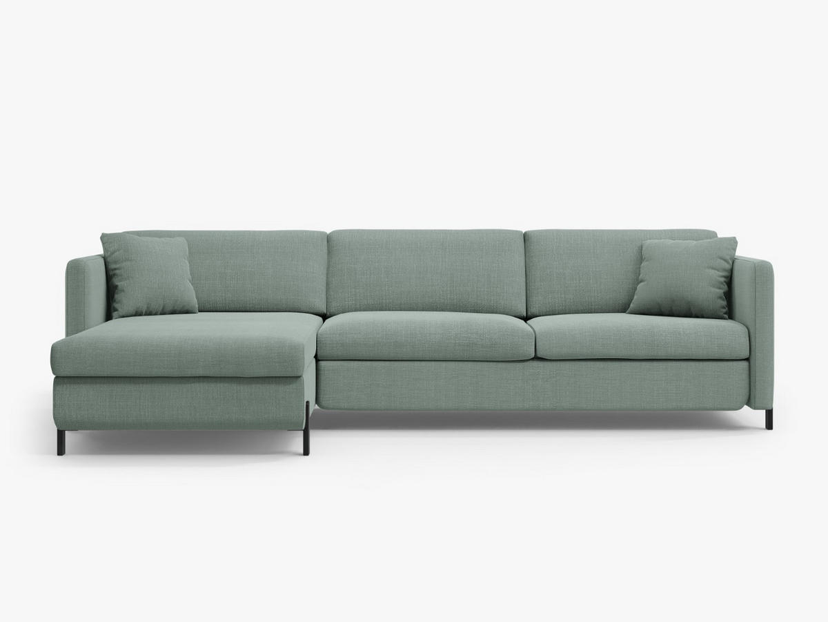 ECKSOFA ausklappbar links mit Container Gloria aus strukturiertem Stoff minze 5 Sitzplätze - Mintgrün, Textil (170/280cm) - Micadoni