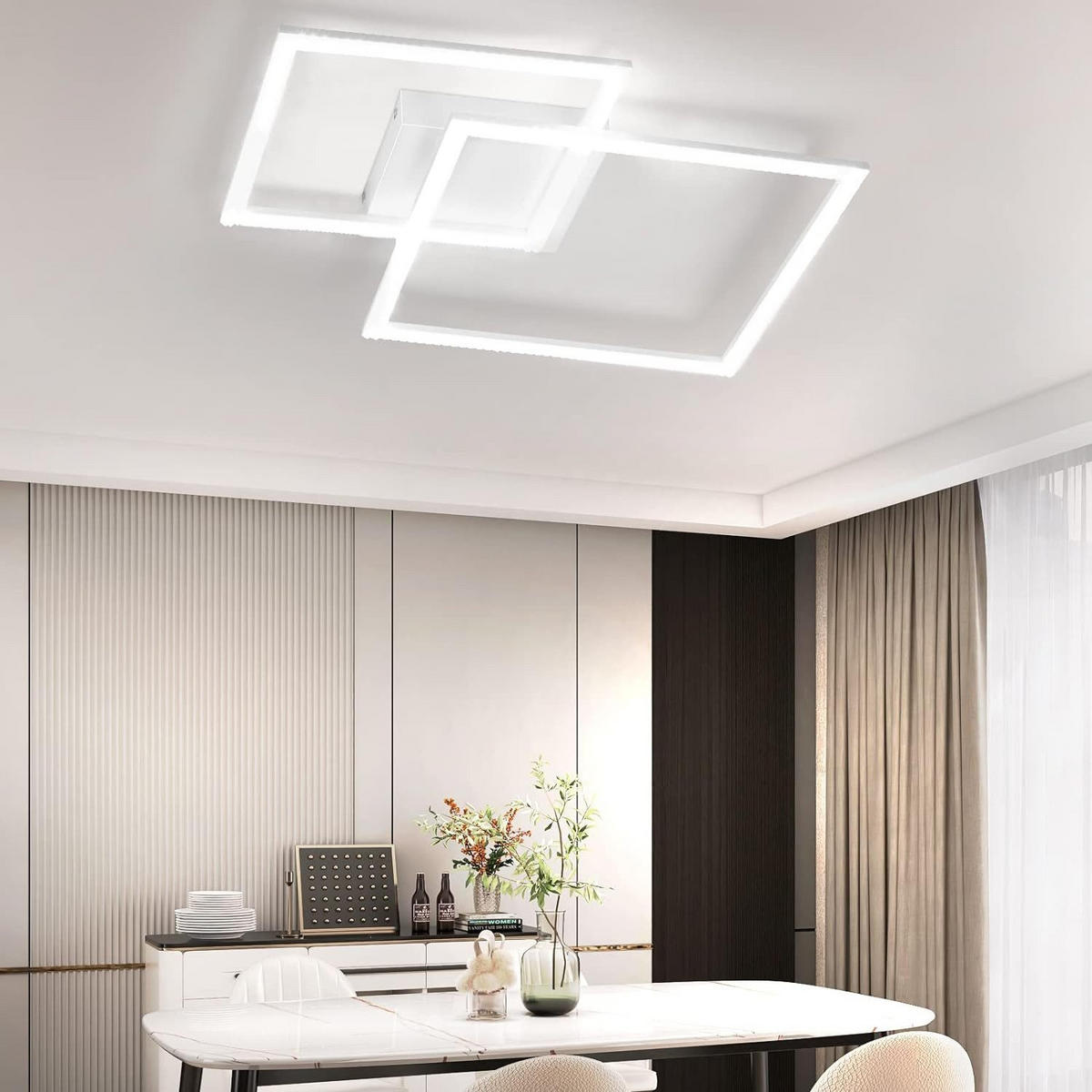 LED-DECKENLEUCHTE Beatrice 57/48/9 cm - Weiß, Metall (57/48/9cm) - Nettlife