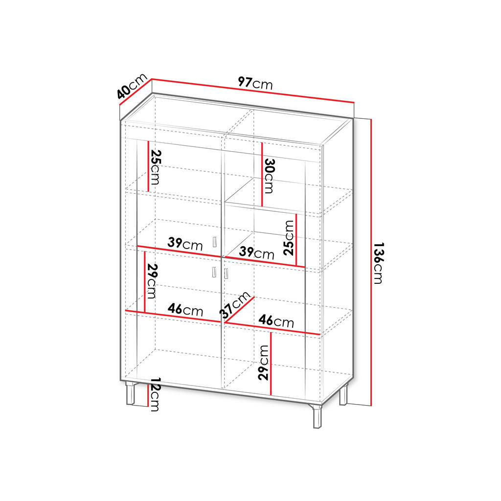 Thumbnail - Mirjan24 Highboard, Schwarz, Holzwerkstoff, Rechteckig, 97x136x40 cm, Wohnzimmer, Kommoden & Sideboards, Highboards