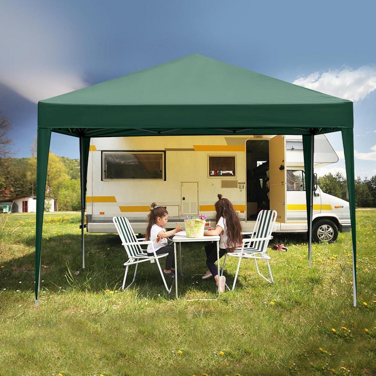 FALTPAVILLON 3x3m Grün Wasserdicht UV-Schutz 50+ - Grün, Textil (300/268/300cm)