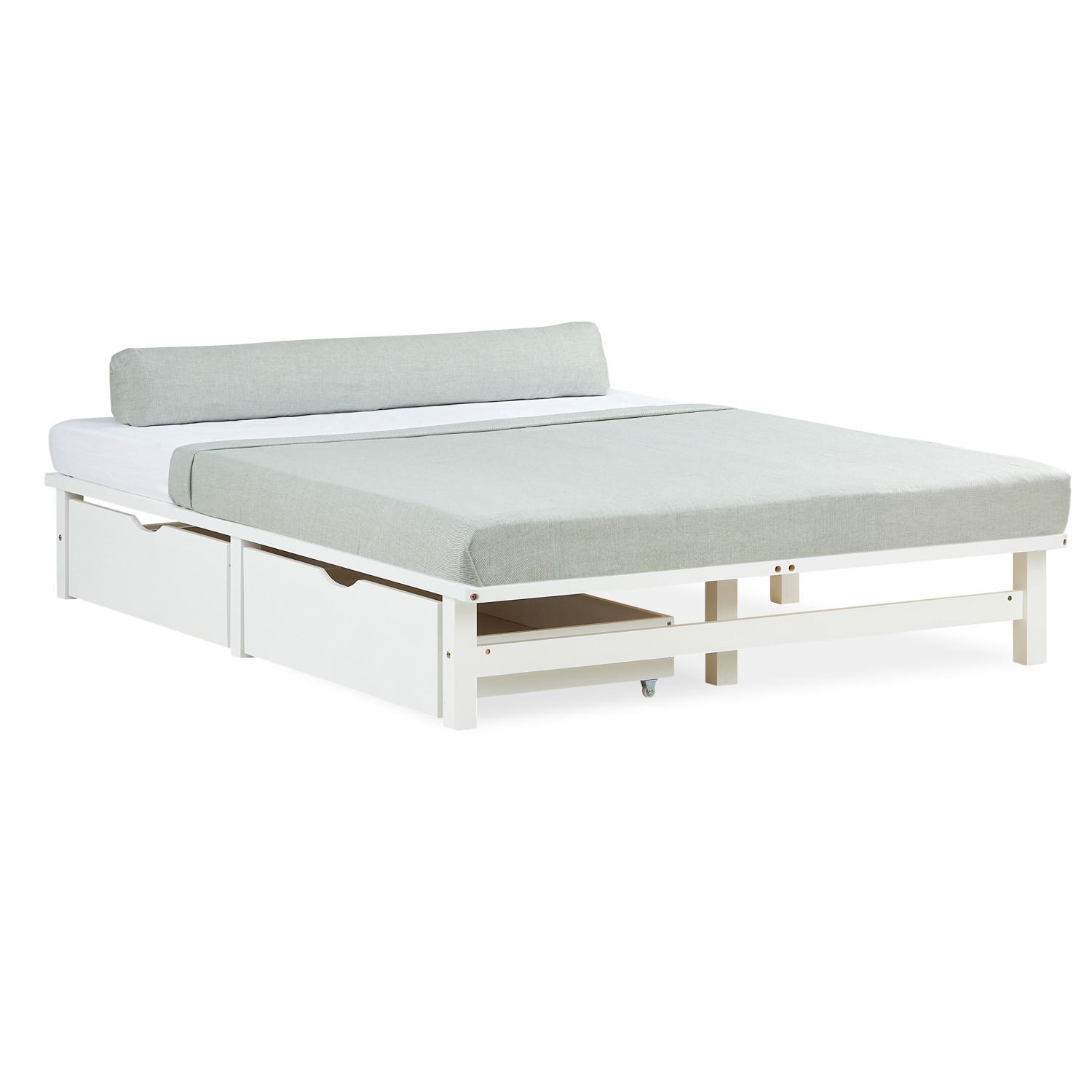HOLZBETT mit Stauraum 140/200 cm weiß - Weiß, Holz (140/200cm) - Homestyle4u