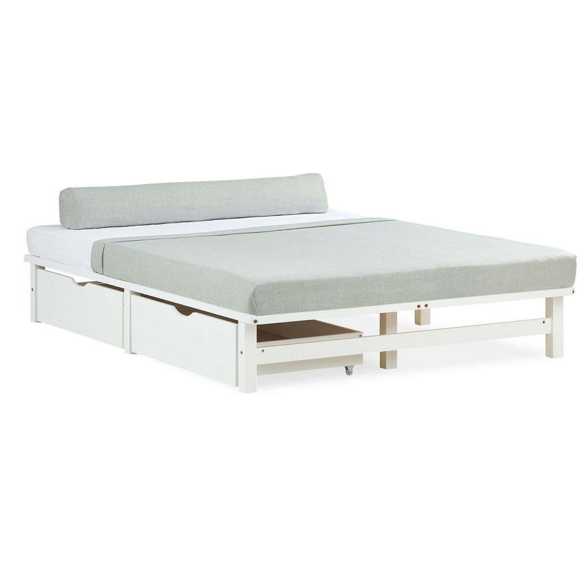 HOLZBETT mit Stauraum 140/200 cm weiß - Weiß, Holz (140/200cm) - Homestyle4u