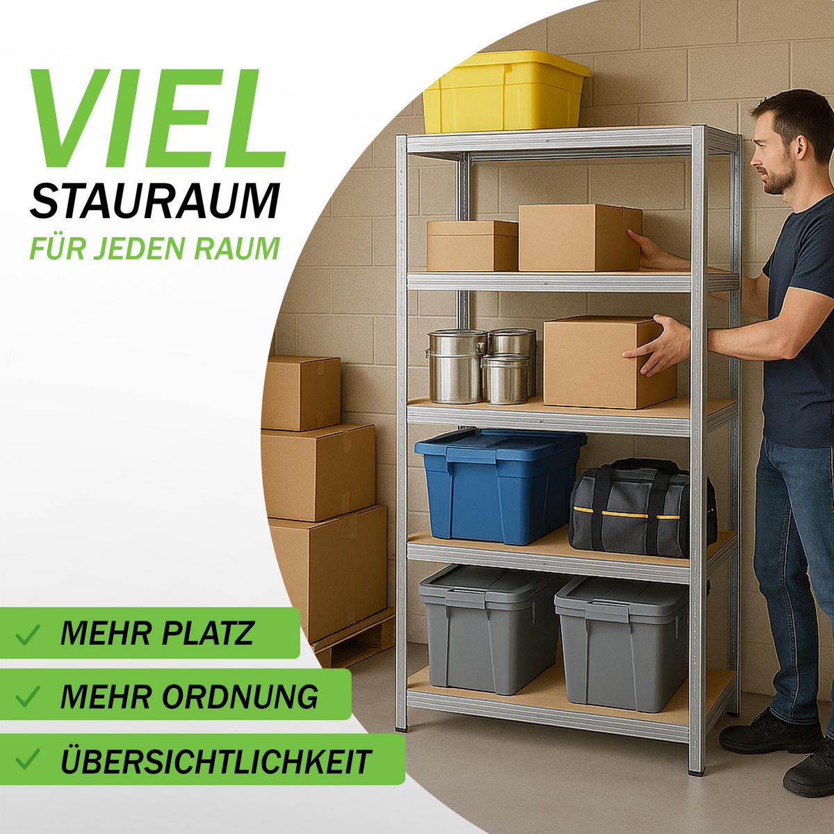 SCHWERLASTREGAL 172x30x75 cm Tragkraft 375 kg - Silberfarben, Metall (75/172/30cm) - Bestlivings