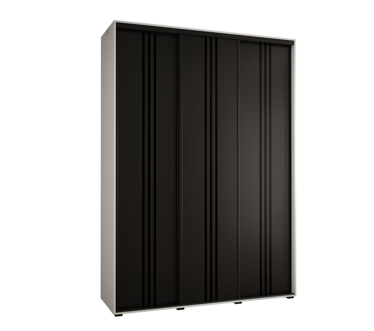 SCHWEBETÜRENSCHRANK 235,2/170/45 3-türig - Schwarz/Weiß, Holz/Metall (170/235/45cm) - Abiks Möbel