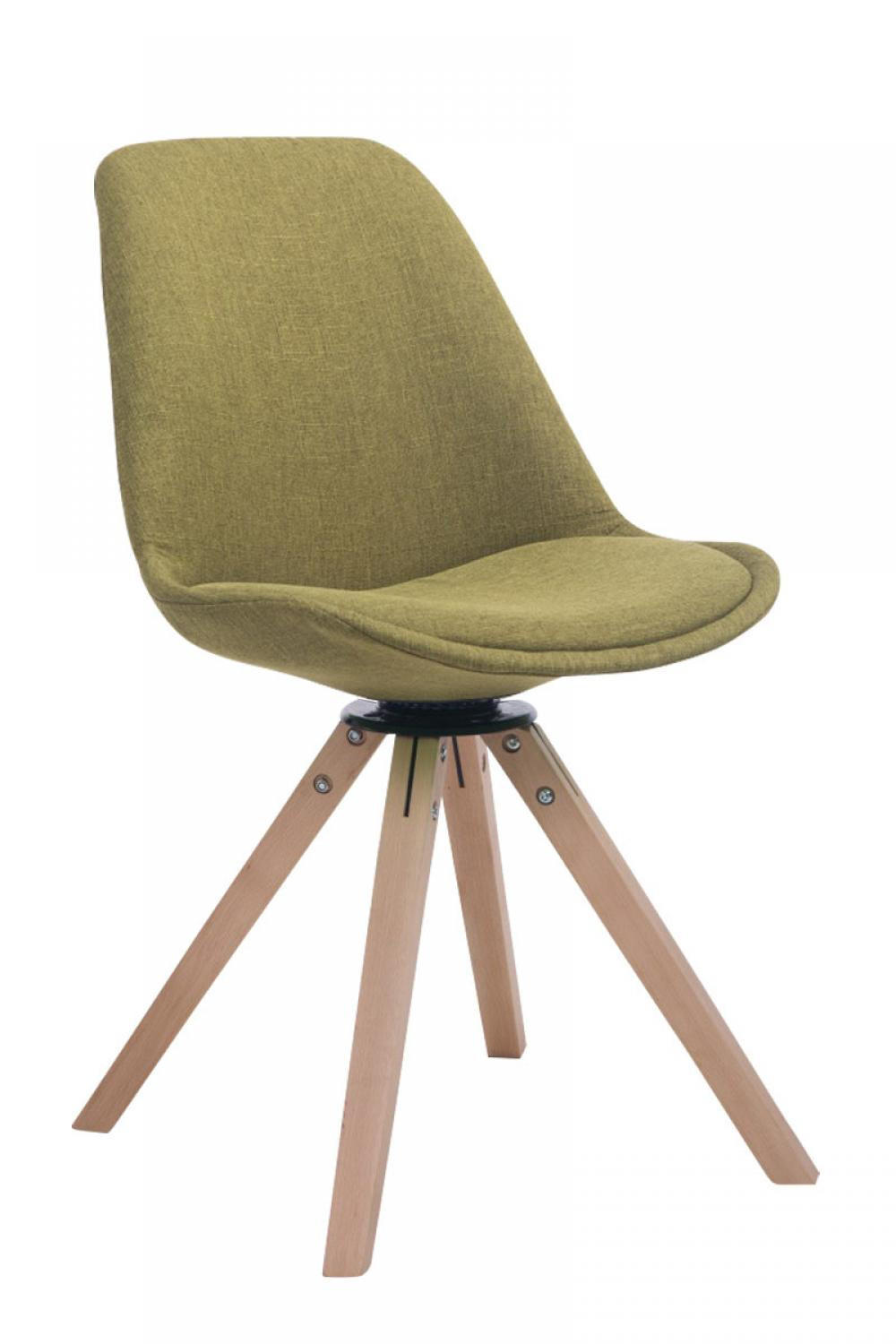 DREHSTUHL Stoff grün - Eukalyptusholzfarben/Grün, Holz/Textil (48/84/56cm) - CLP