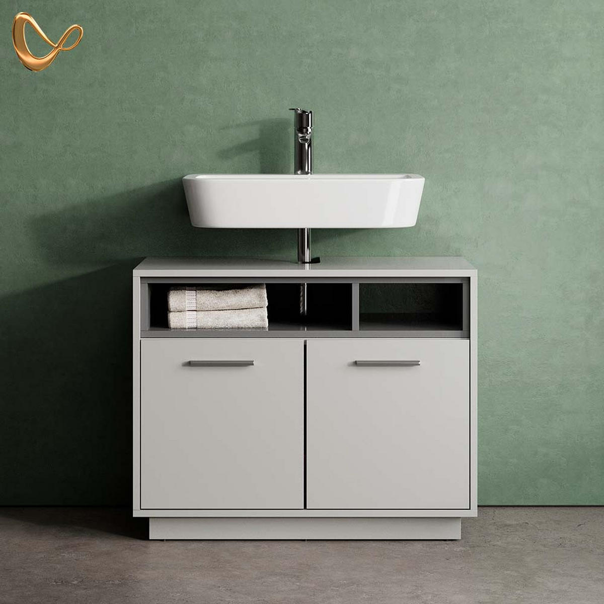 WASCHBECKENUNTERSCHRANK Temo Grau 80 x 64 cm - Grau, Holzwerkstoff (80/64/40cm) - Livinity®