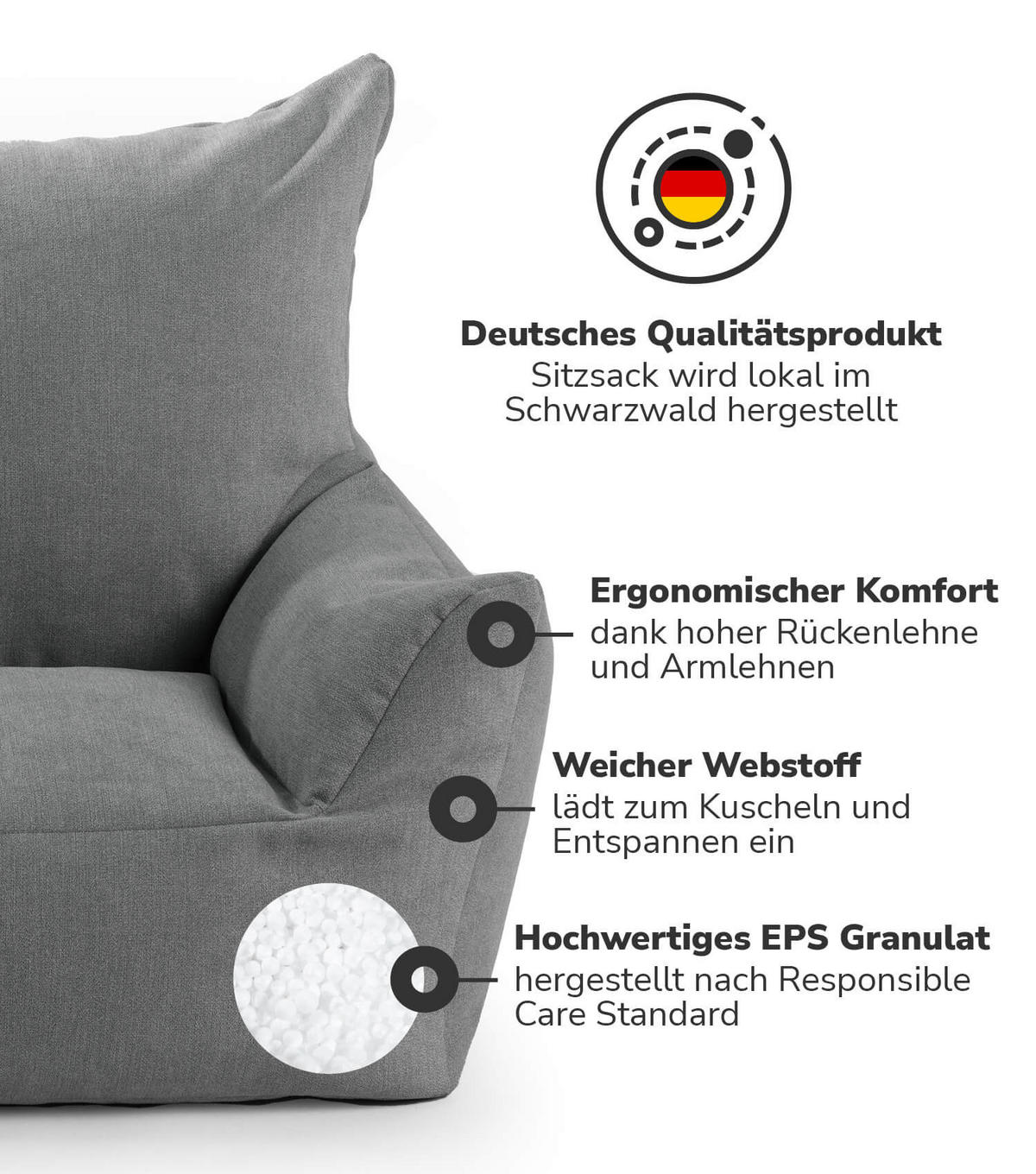 KINDERSESSEL Der Pausenheld - Anthrazit, Textil (52/57/53cm) - Mokebo